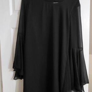 Sharagano Black Midi Dress with Flared Sleeves